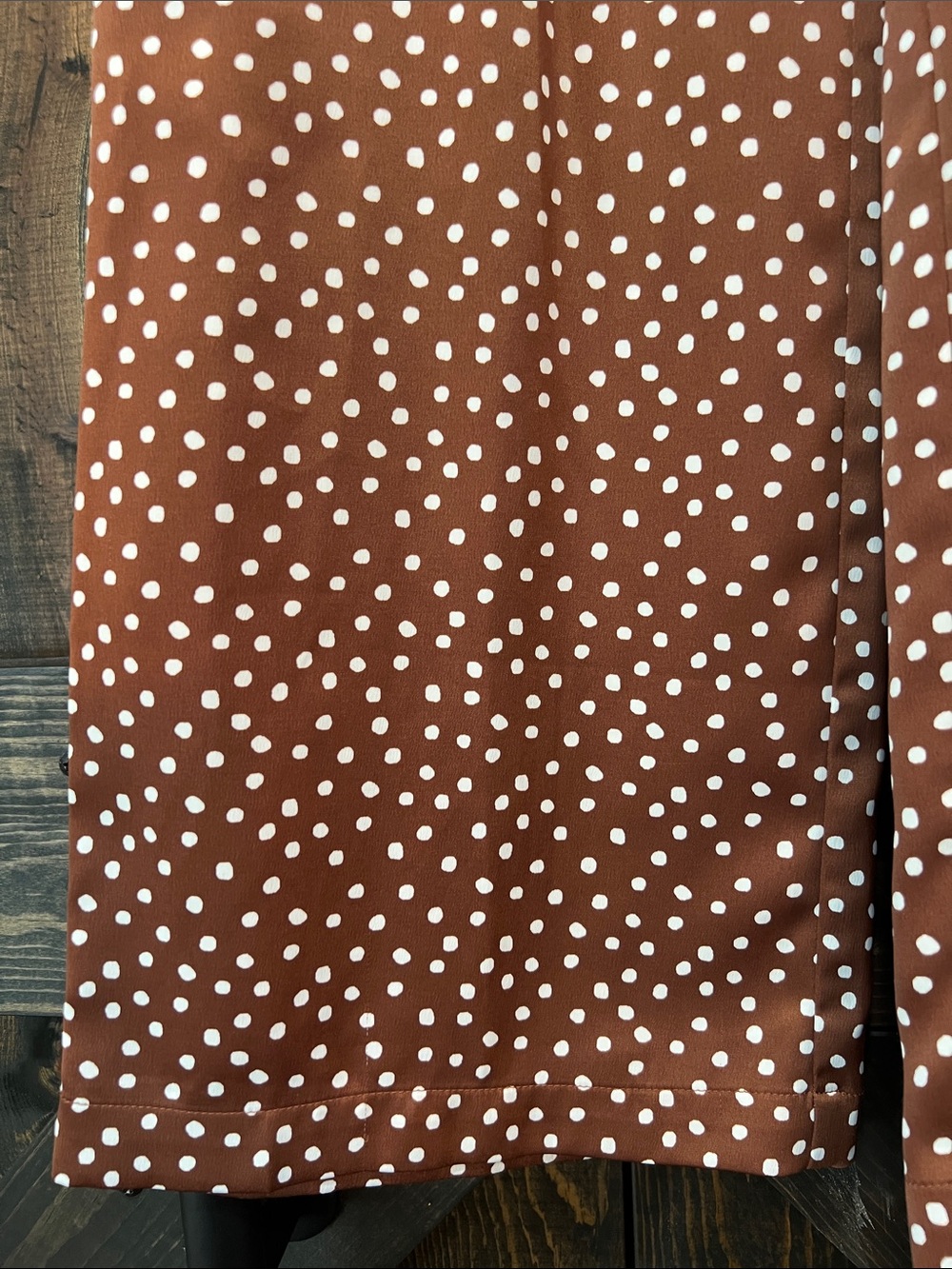 Urban Outfitters Brown Polka Dot Wide Leg Pants XS Satin High Rise Cropped Boho - Picture 3 of 11